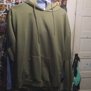 Army green hoodie with elbow slits